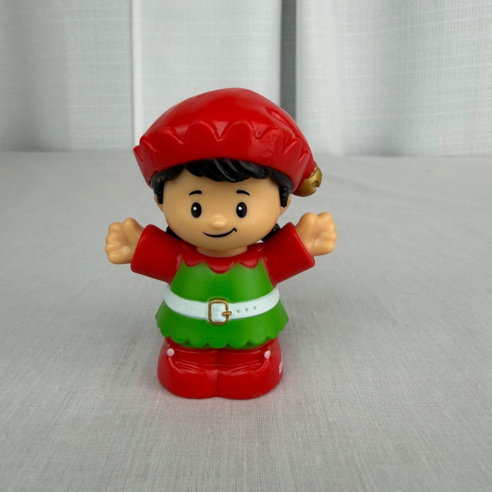 Fisher Price Little People Christmas Elf Figure Red Green Holiday HWY22